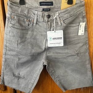 Aeropostale Gray Slim Cut-Off Denim Shorts